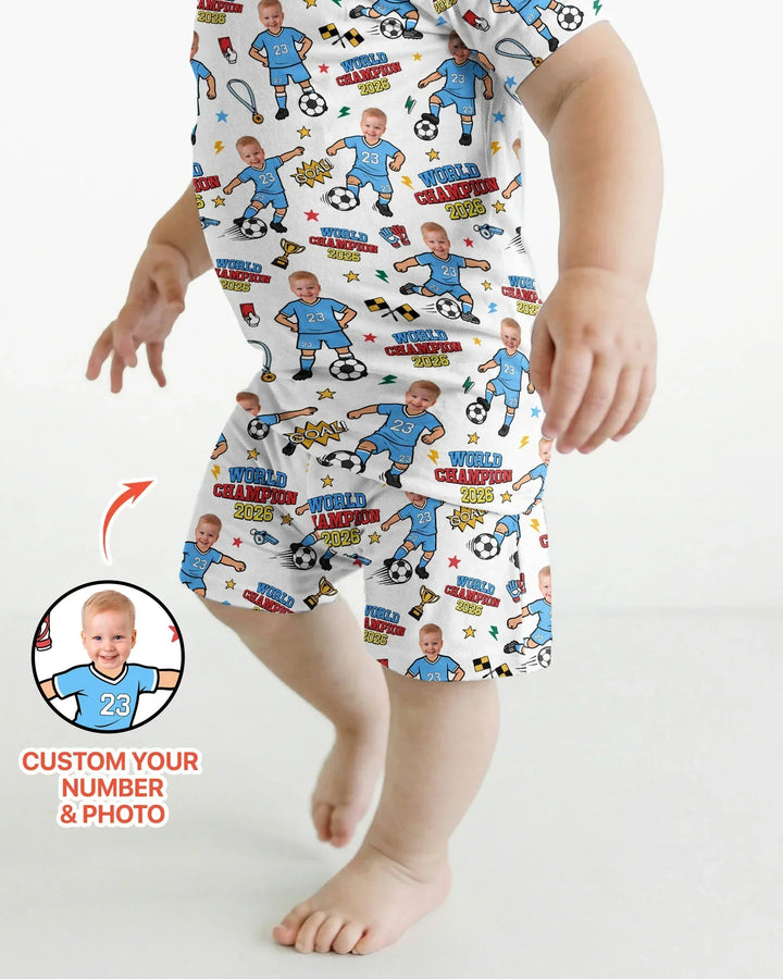 Pijama de bambú de dos piezas de manga corta con pantalón corto, plantilla personalizada