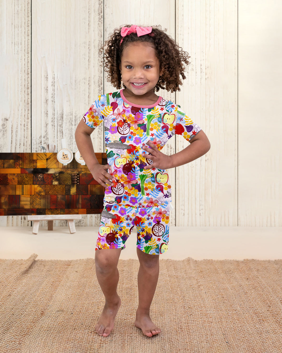 Happy Rosh Hashanah Bamboo Two Piece Short Sleeve Shorts Pajama Set