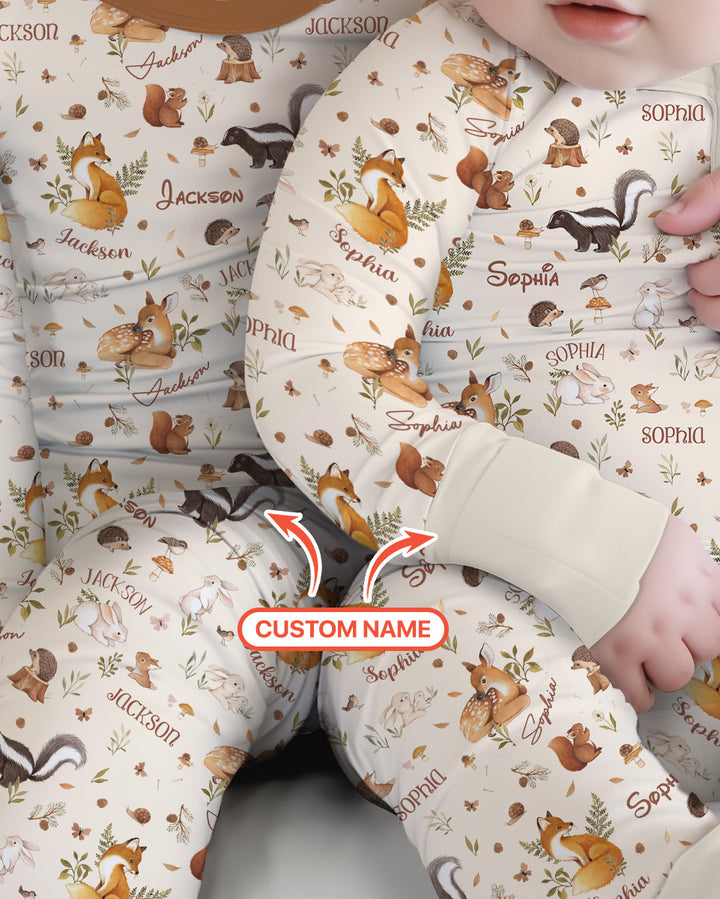 Custom Name Woodland Friends Bamboo Convertible Zippy