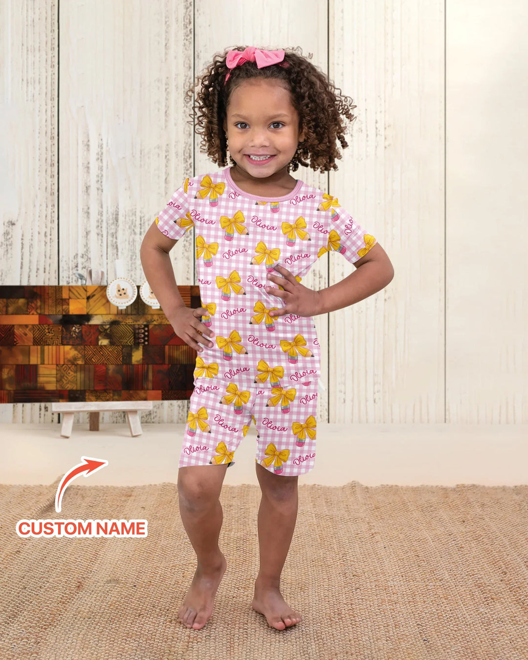 Coquette Back To School Bamboo Two Piece Short Sleeve Shorts Pajama Set