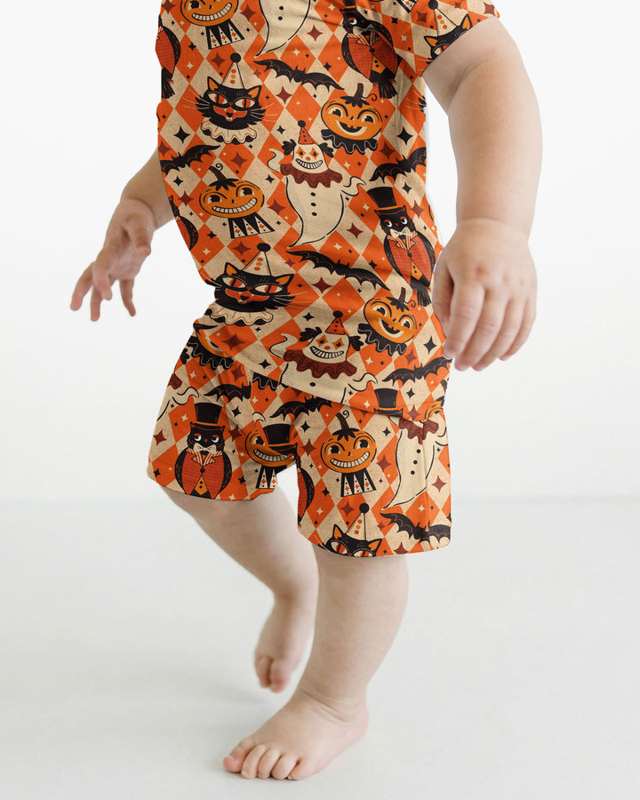 Vintage Halloween Carnival Bamboo Two Piece Short Sleeve Shorts Pajama Set