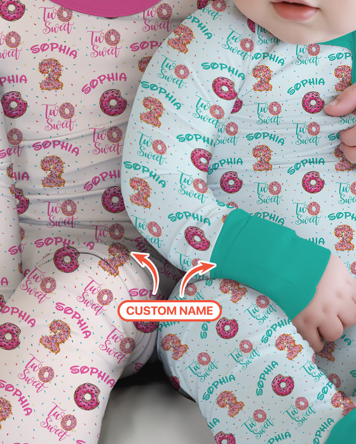 Custom Name Two Sweet Donut Bamboo Convertible Zippy