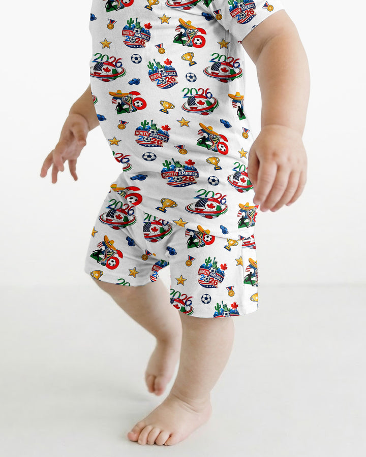 World Soccer North America 2026 Family Matching Bamboo Two Piece Short Sleeve Shorts Pajama Set