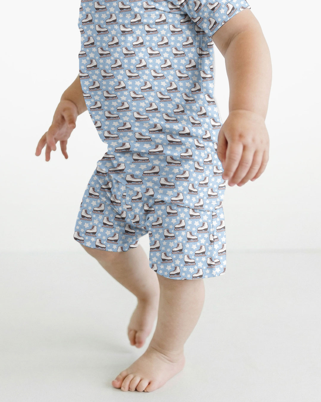 Ice Skating Bamboo Two Piece Short Sleeve Shorts Pajama Set