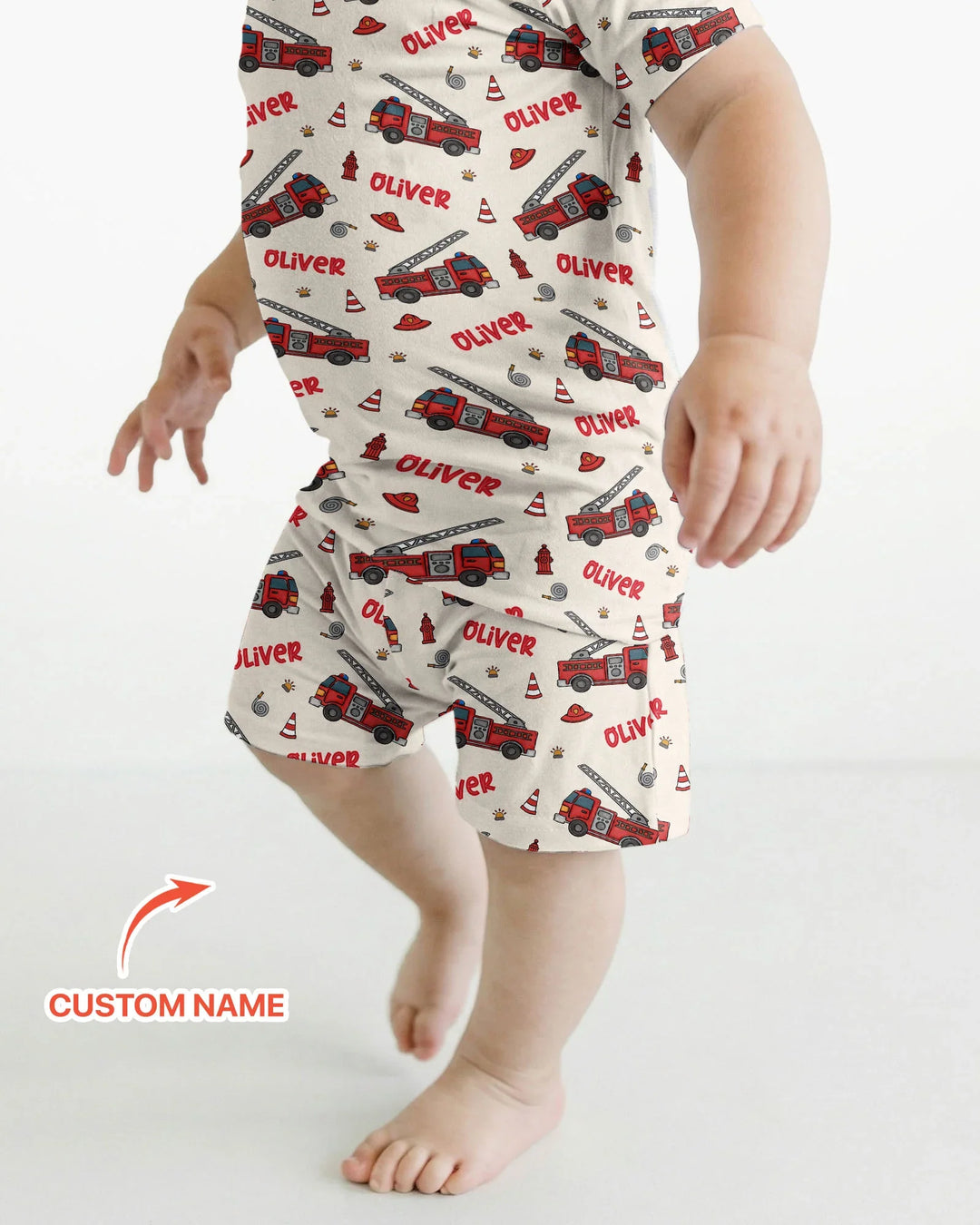 Custom Name Future Firefighters Bamboo Two Piece Short Sleeve Shorts Pajama Set