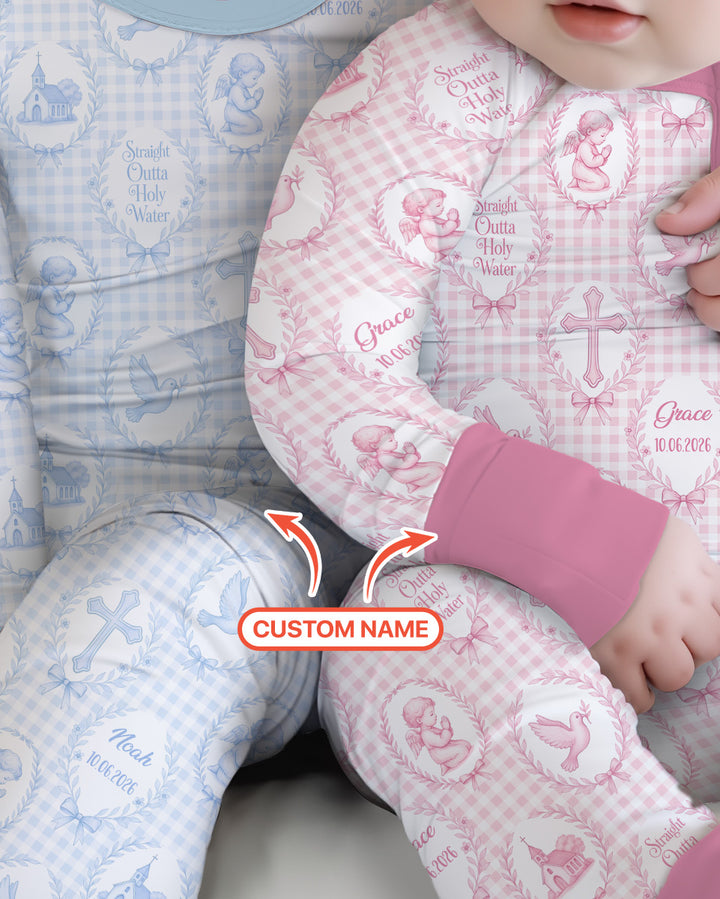 Custom Name Baptism Straight Outta Holy Water Bamboo Convertible Zippy
