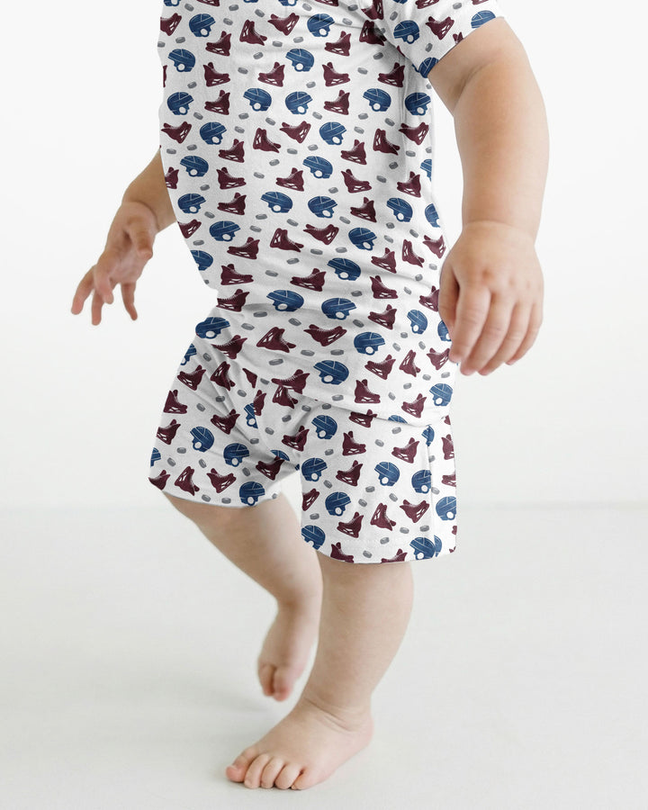 Hockey - Pucks & Gear Bamboo Two Piece Short Sleeve Shorts Pajama Set