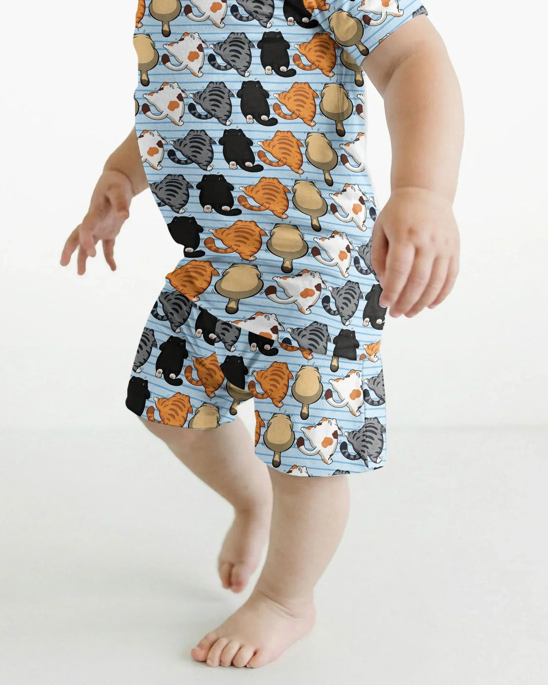 Funny Cat Butts Club Family Matching Bamboo Two Piece Short Sleeve Shorts Pajama Set