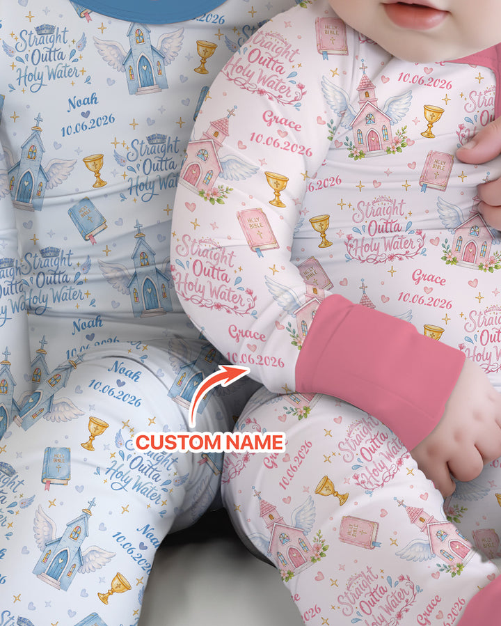 Custom Name Baptism Christening Straight Outta Holy Water Bamboo Convertible Zippy
