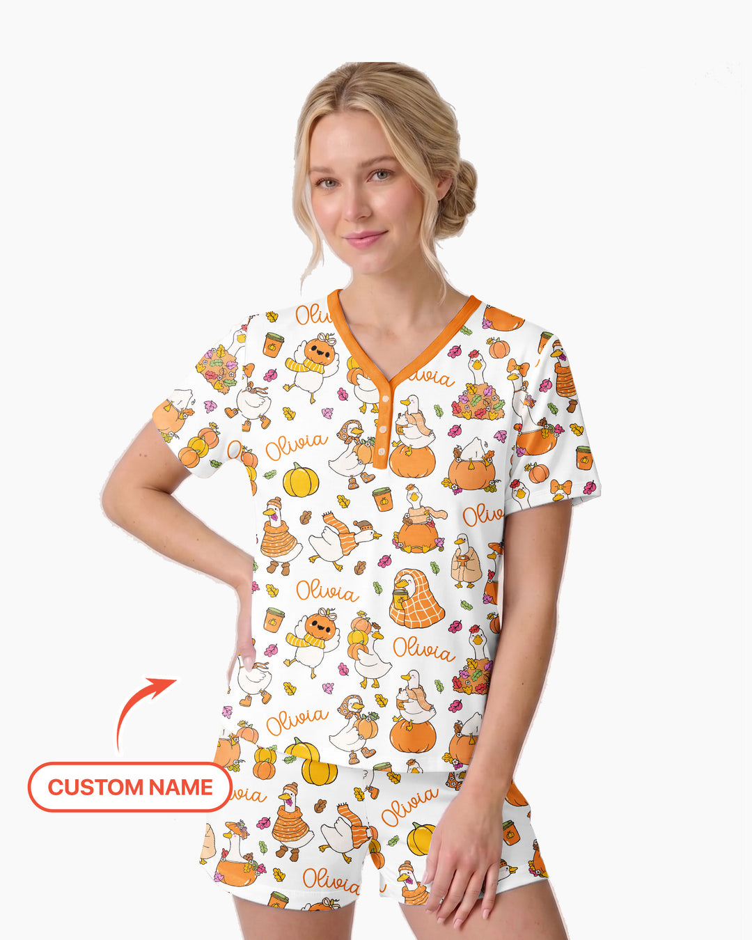 Fall Silly Goose Bamboo Women Short Sleeve Short Pajama Set