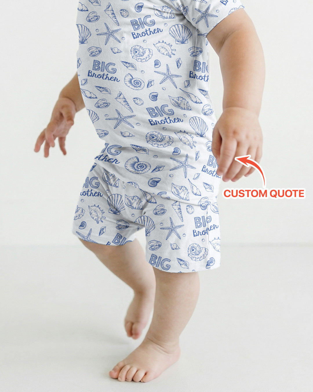 Coquette Seashell Matching Sibling Bamboo Two Piece Short Sleeve Shorts Pajama Set