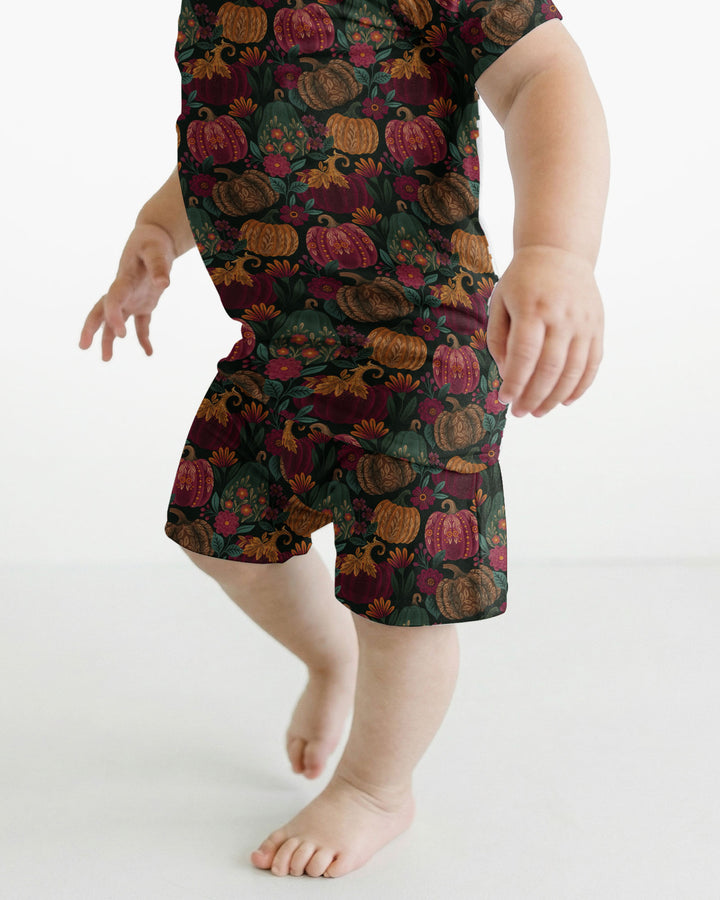 Velvet Pumpkins Bamboo Two Piece Short Sleeve Shorts Pajama Set