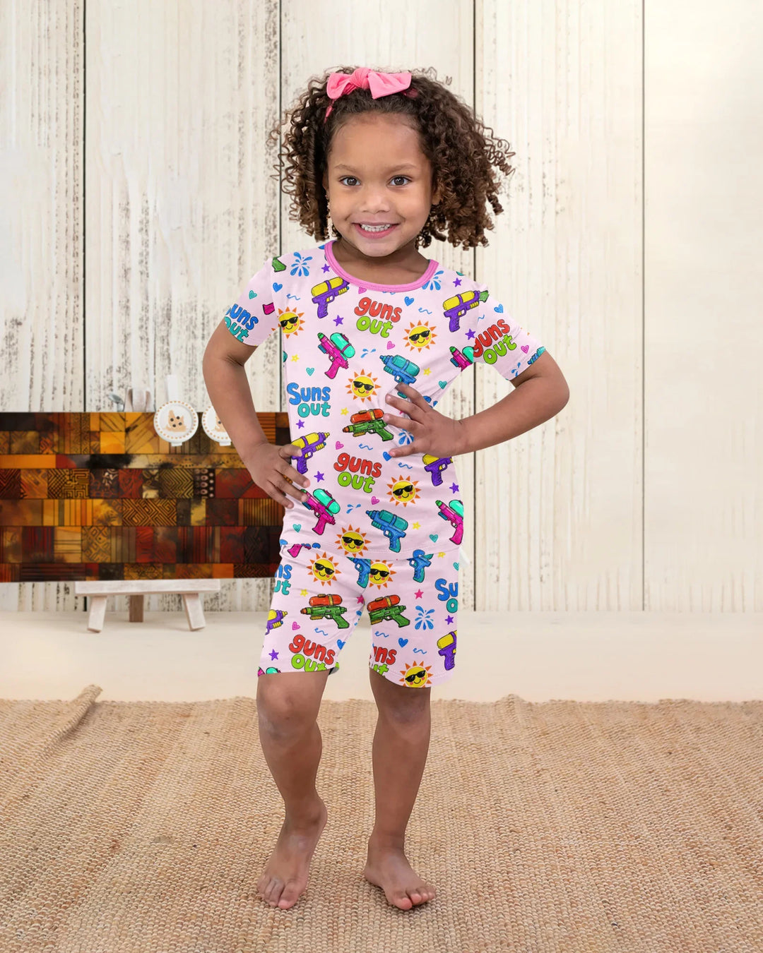 Sun Out Guns Out Bamboo Two Piece Short Sleeve Shorts Pajama Set