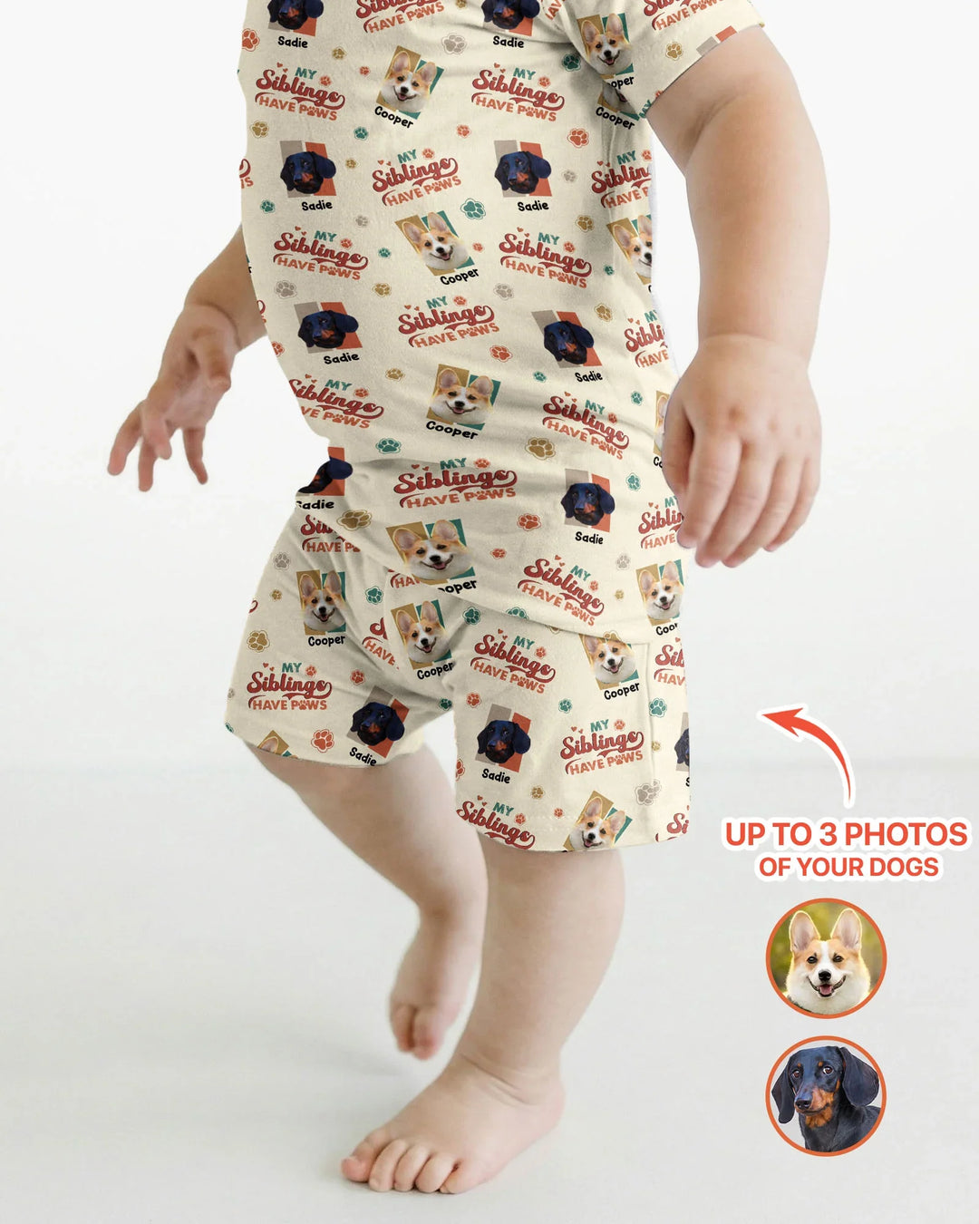 Custom Dog Photos "My Siblings Have Paws" Bamboo Two Piece Short Sleeve Shorts Pajama Set