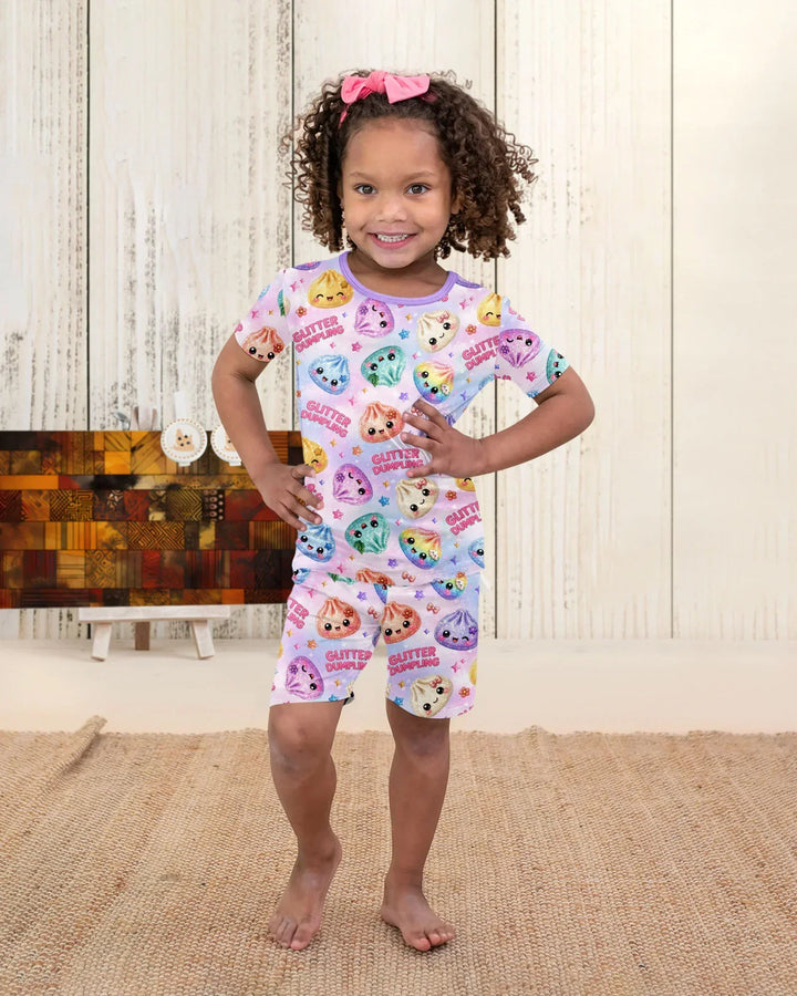 Glitter Dumpling Bamboo Two Piece Short Sleeve Shorts Pajama Set