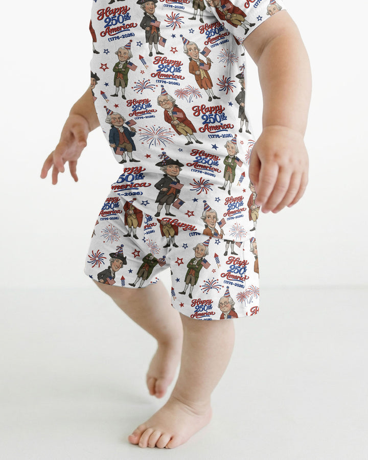 Party Like It's 1776 Family Matching Bamboo Two Piece Short Sleeve Shorts Pajama Set