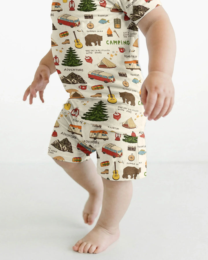 Conjunto de Pijama de Dos Piezas de Bambú con Mangas Cortas y Pantalones Cortos