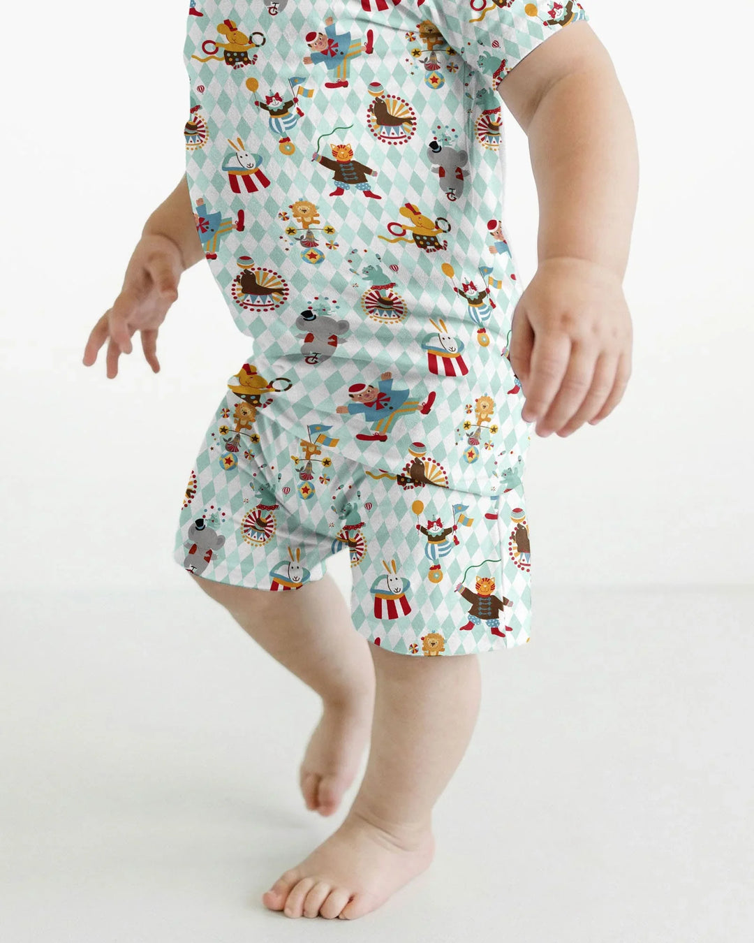Circus Animal Bamboo Two Piece Short Sleeve Shorts Pajama Set