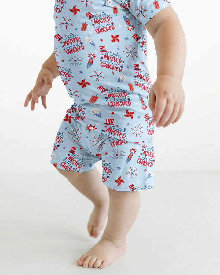 Conjunto de Pijama de Dos Piezas de Bambú con Mangas Cortas y Pantalones Cortos