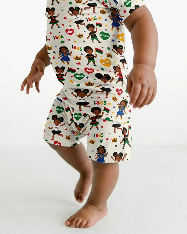 Celebrate Juneteenth Freedom Bamboo Two Piece Short Sleeve Shorts Pajama Set