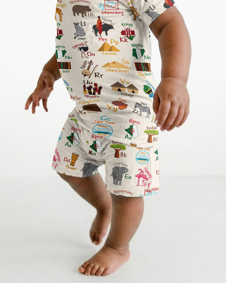 Conjunto de Pijama de Dos Piezas de Bambú con Mangas Cortas y Pantalones Cortos