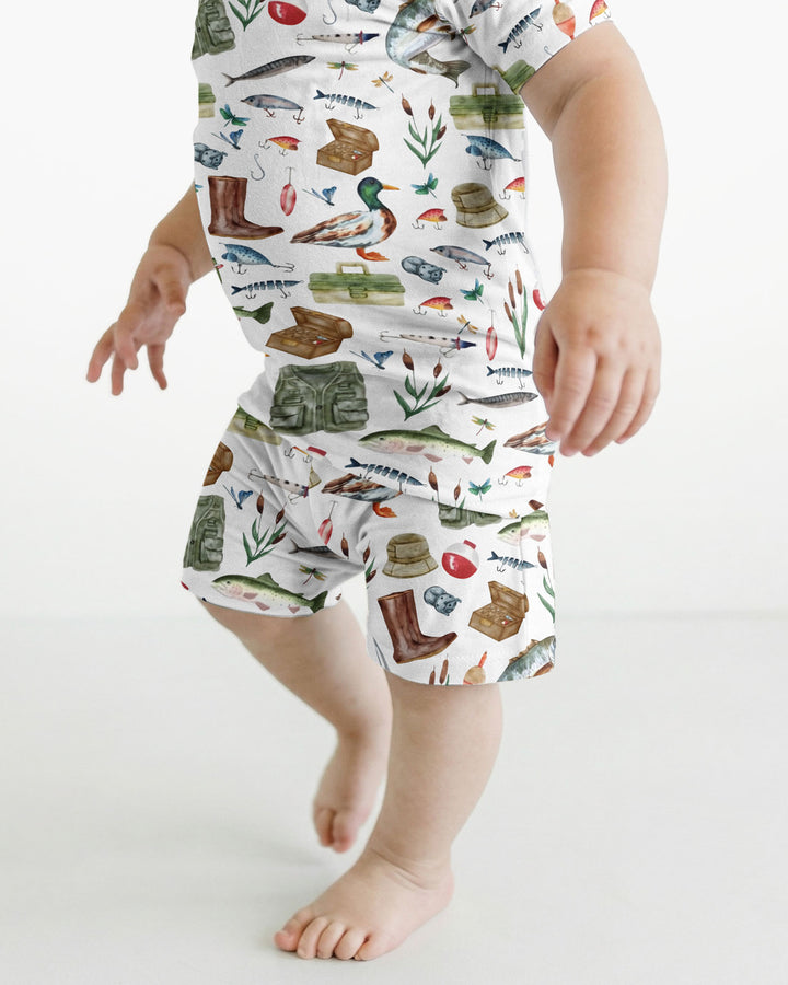 Daddy's Fishing Buddy Daddy& Me Matching Bamboo Two Piece Short Sleeve Shorts Pajama Set