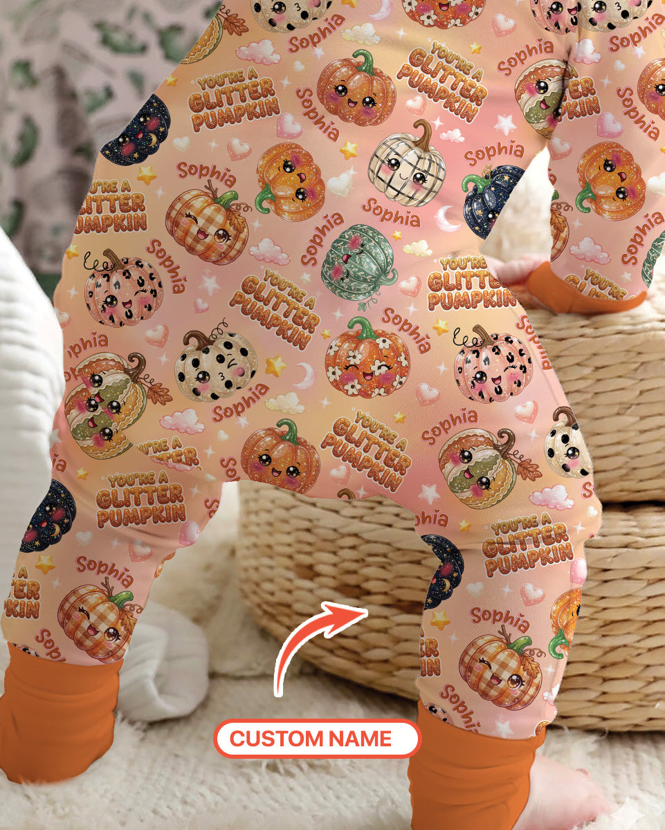 Custom Name You're A Glitter Pumpkin Bamboo Convertible Zippy
