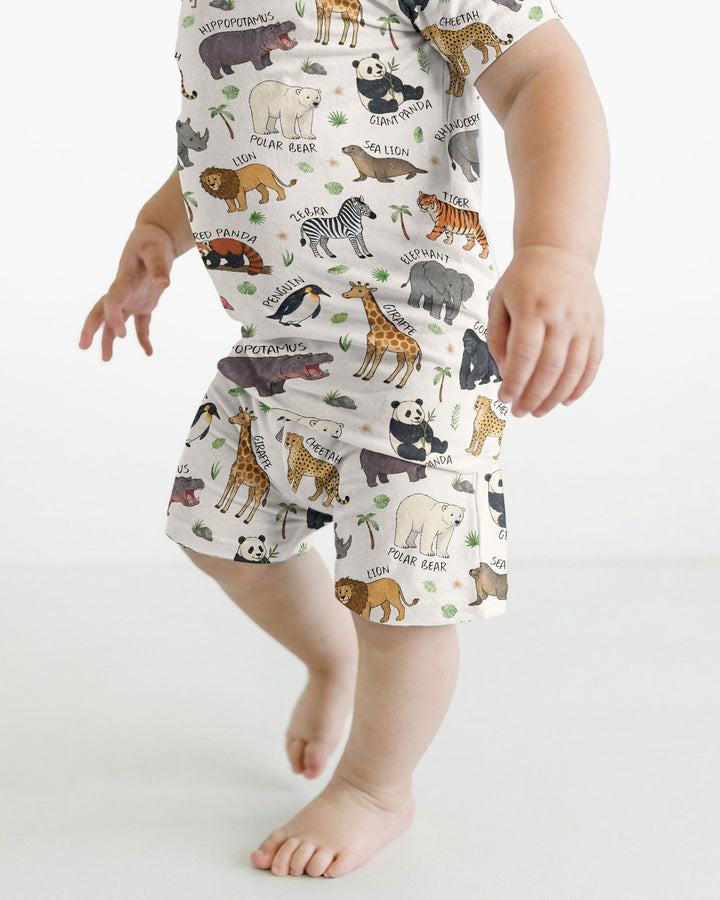 Safari Animals Bamboo Two Piece Short Sleeve Shorts Pajama Set
