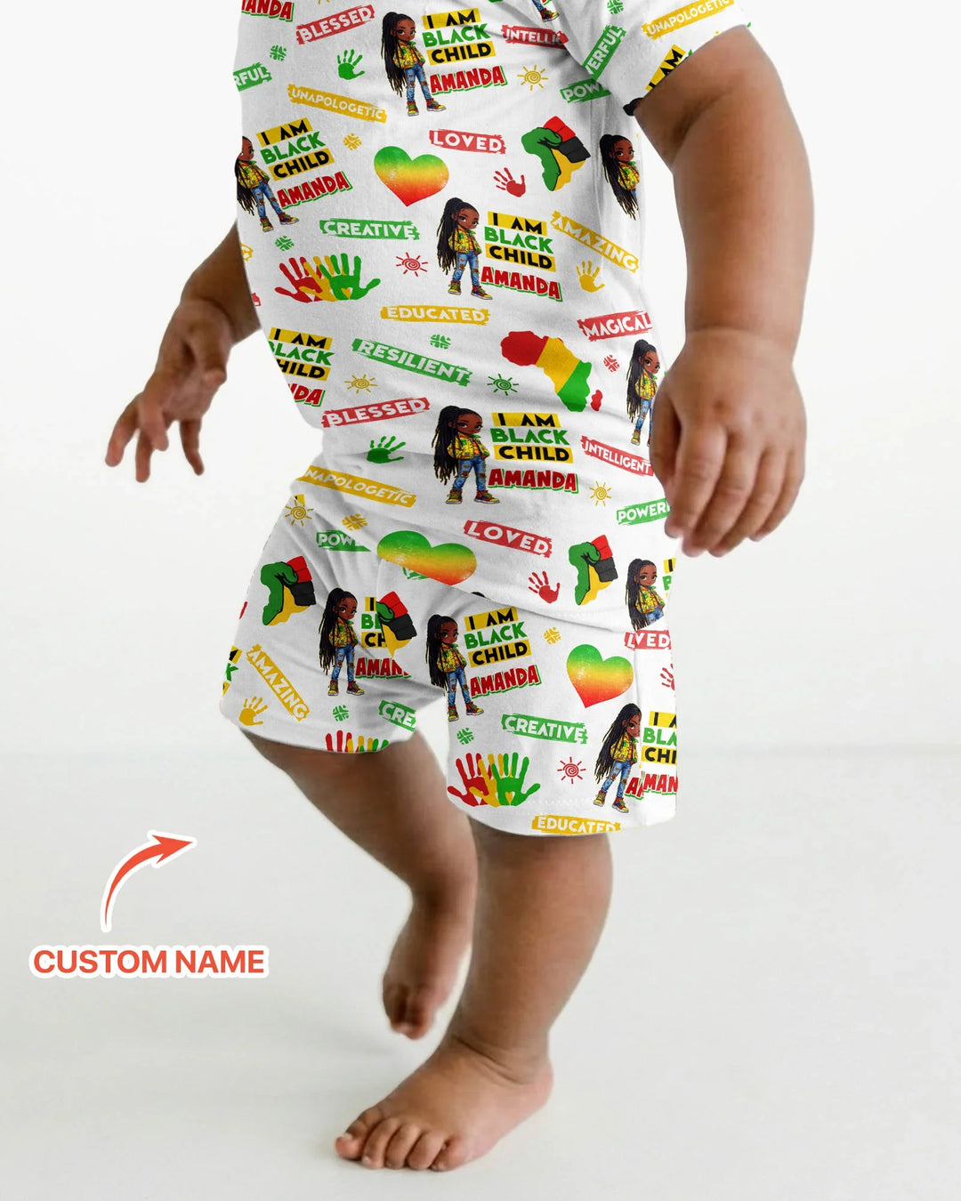 Custom Name I Am Black Child Magical Bamboo Two Piece Short Sleeve Shorts Pajama Set