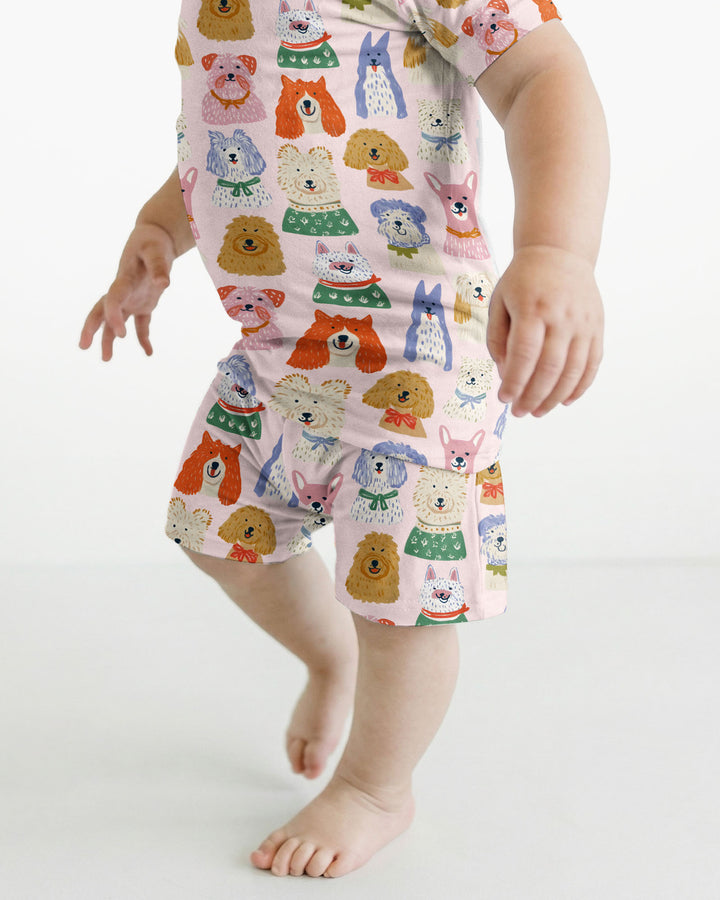 Puppy Portrait Bamboo Two Piece Short Sleeve Shorts Pajama Set