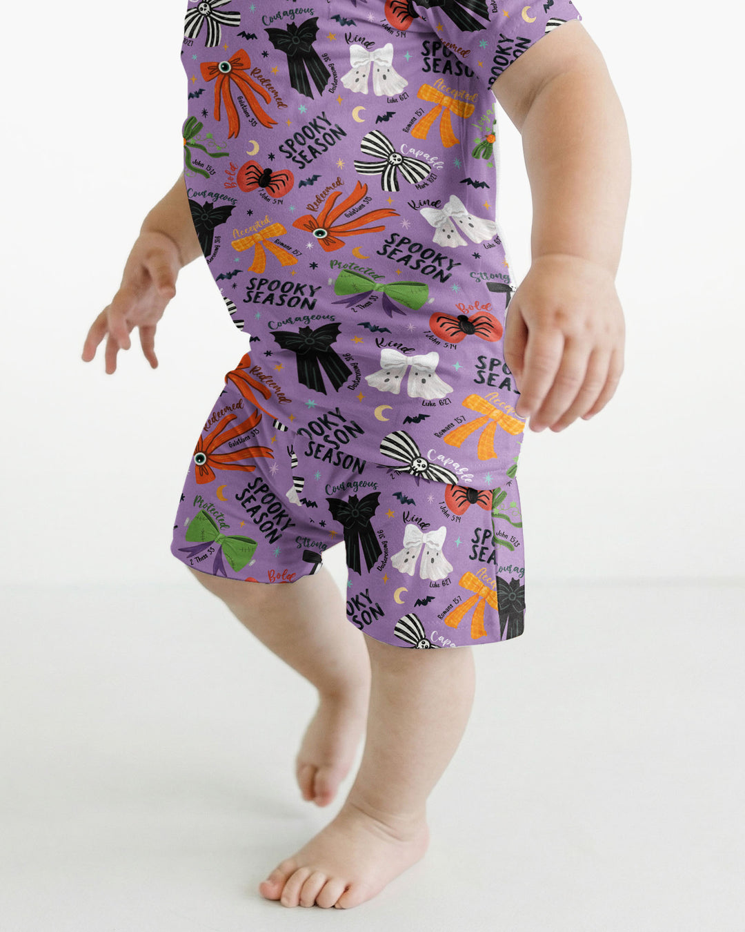 Spooky Bows Spooky Season Bamboo Two Piece Short Sleeve Shorts Pajama Set