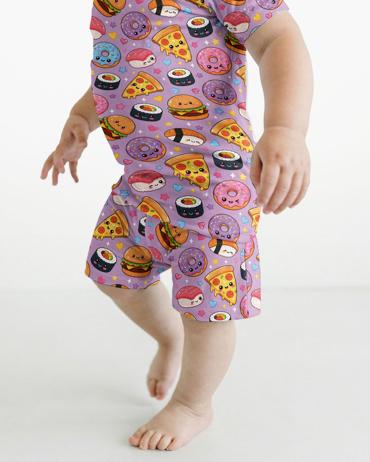 Conjunto de Pijama de Dos Piezas de Bambú con Mangas Cortas y Pantalones Cortos