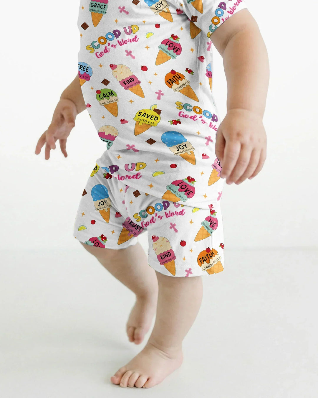 Pijama de dos piezas de bambú de manga corta y pantalones cortos para toda la familia Mini Mystic a juego