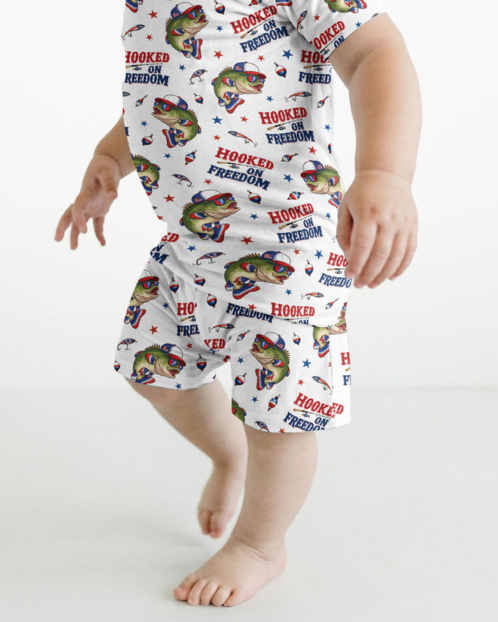Hooked On Freedom Bamboo Two Piece Short Sleeve Shorts Pajama Set