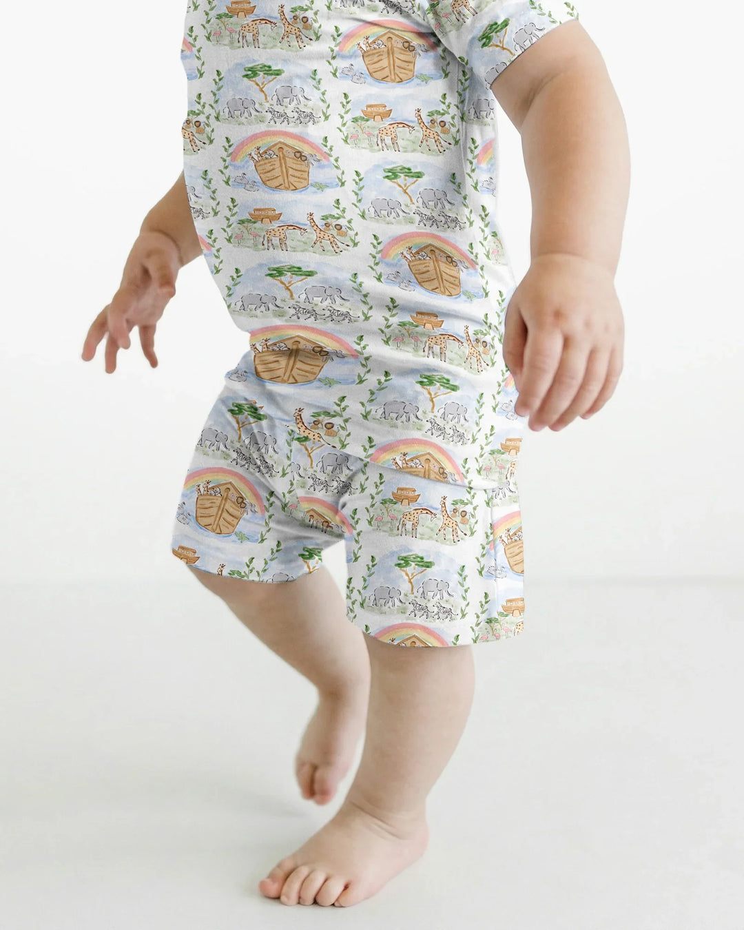 Noah And The Ark Bamboo Two Piece Short Sleeve Shorts Pajama Set