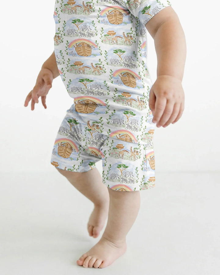 Noah And The Ark Bamboo Two Piece Short Sleeve Shorts Pajama Set