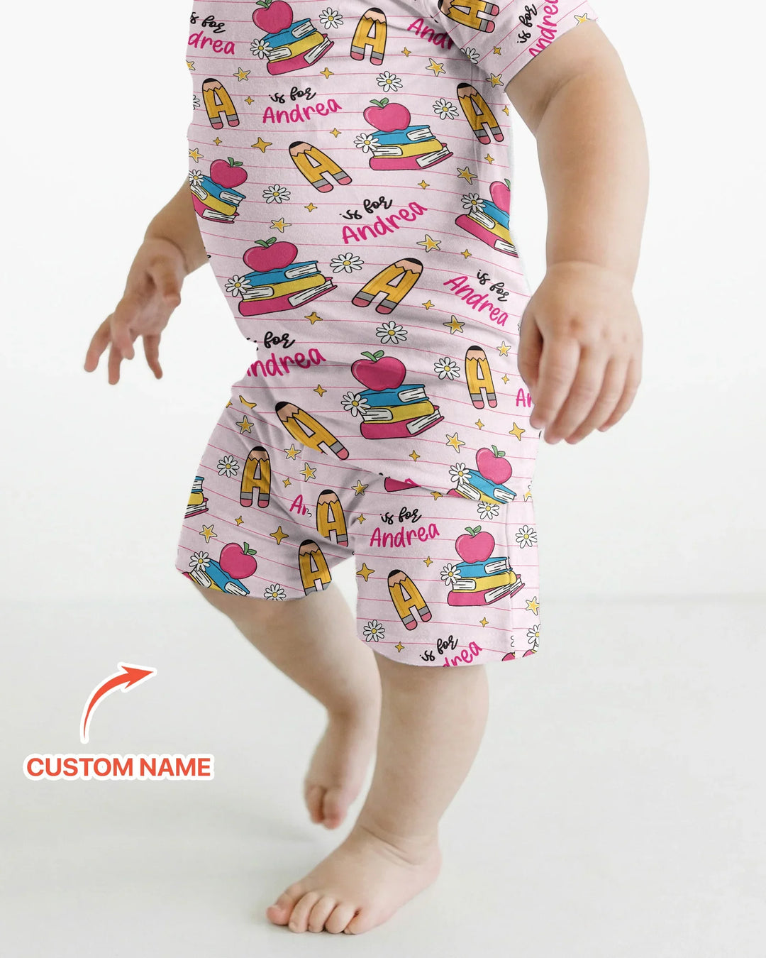 First Day of School Bamboo Two Piece Short Sleeve Shorts Pajama Set