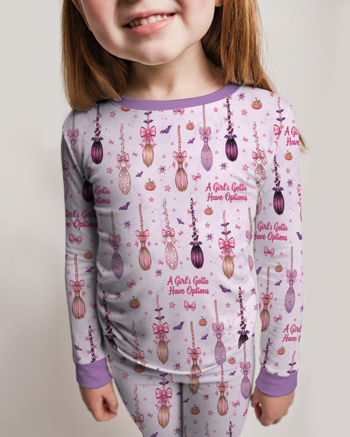 A Girl's Gotta Have Options Witch Brooms Bamboo Two Piece Long Sleeve Pajama Set