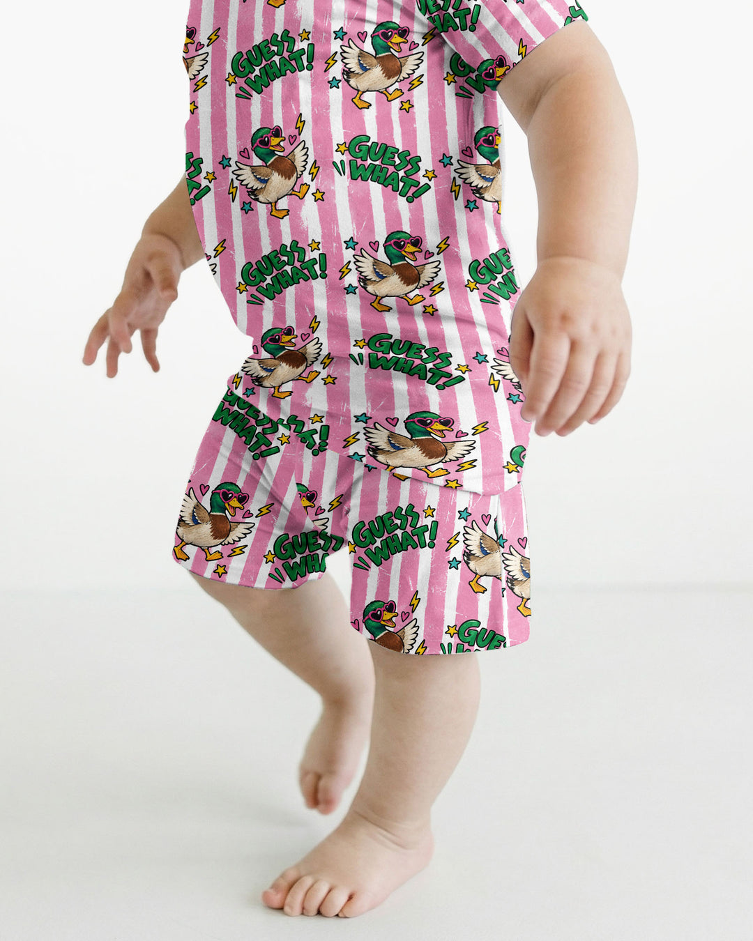 Guess What Mallard Butt Bamboo Two Piece Short Sleeve Shorts Pajama Set