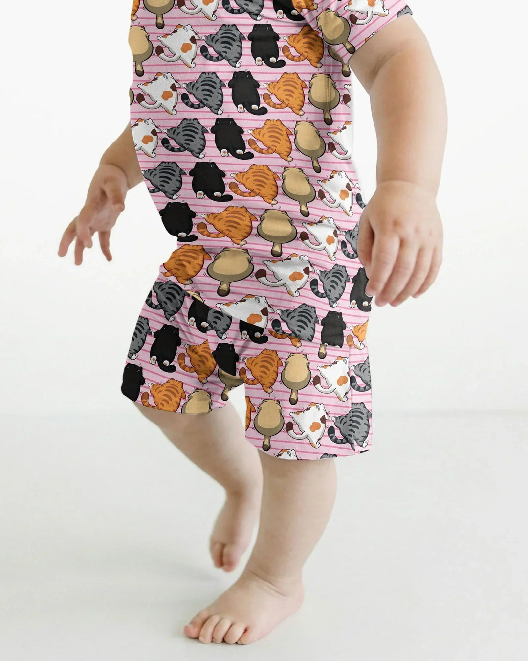 Funny Cat Butts Club Family Matching Bamboo Two Piece Short Sleeve Shorts Pajama Set