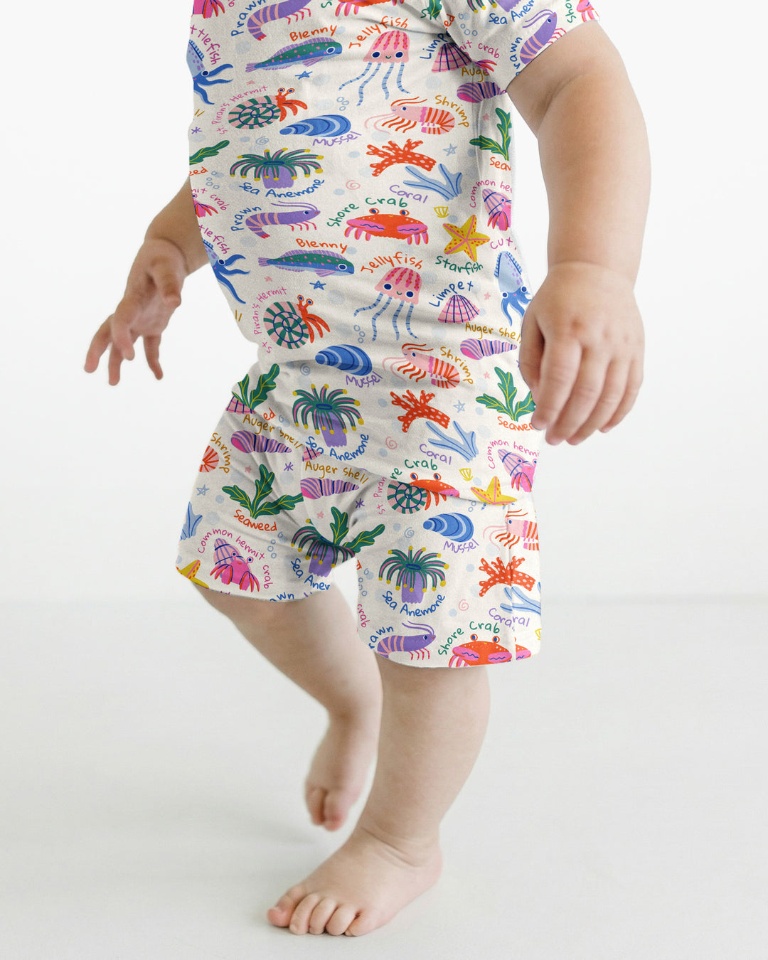 Conjunto de Pijama de Manga Corta y Pantalón Corto de Bambú "Amigos de la Piscina de Marea"