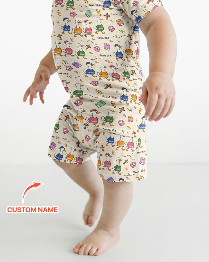Psalm 23:6 Matching Family Bamboo Two Piece Short Sleeve Shorts Pajama Set