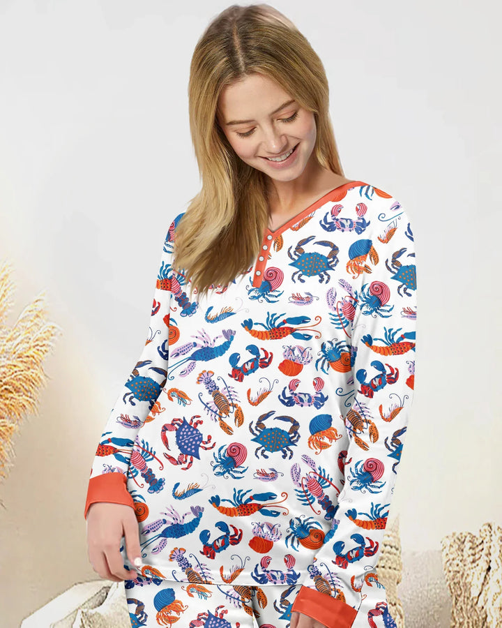Crustacean Nation Family Matching Bamboo Women Pajama Set