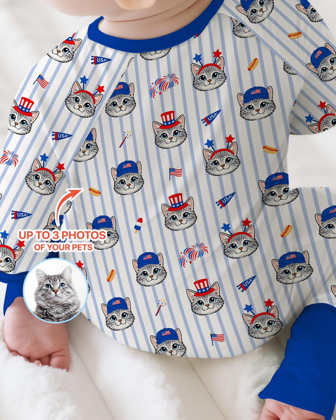 Custom Pet Image 4th of July Family Matching Bamboo Convertible Zippy