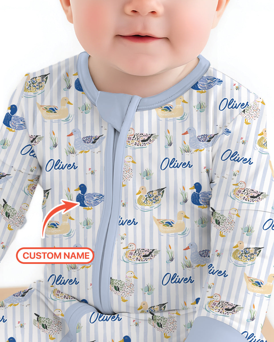 Whimsical Duck Custom Name Bamboo Convertible Zippy