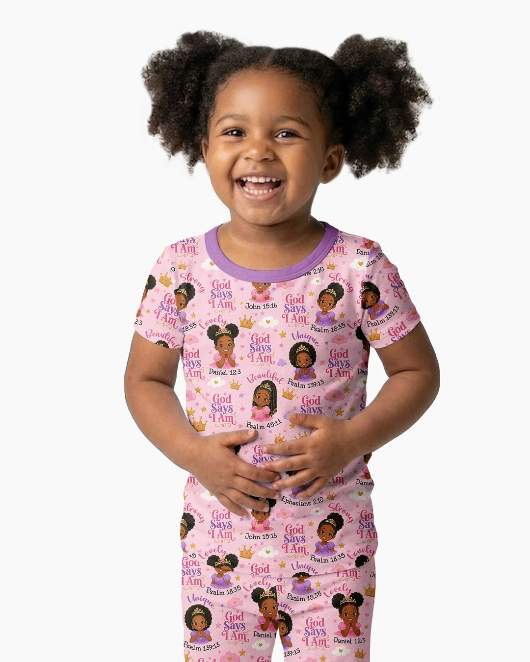 Black Princess God Says I Am Bamboo Two Piece Short Sleeve Pajama Set