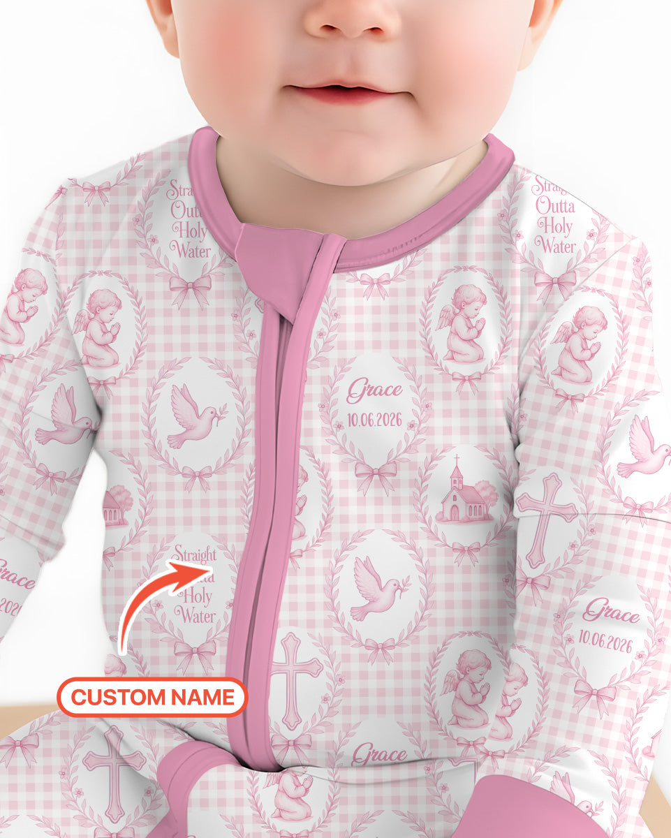 Custom Name Baptism Straight Outta Holy Water Bamboo Convertible Zippy