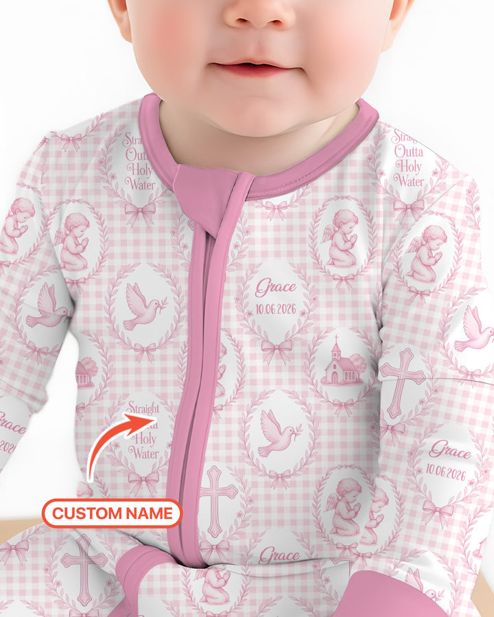 Custom Name Baptism Straight Outta Holy Water Bamboo Convertible Zippy
