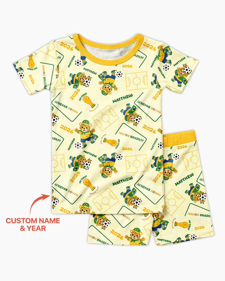 Pijama de bambú de dos piezas de manga corta con pantalón corto, plantilla personalizada