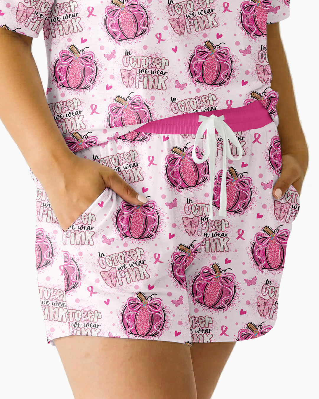 We Wear Pink Pumpkin Mommy & Me Matching Bamboo Women Short Sleeve Short Pajama Set